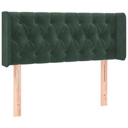 Cabeceira cama c/ luzes LED veludo 103x16x78/88 cm verde-escuro