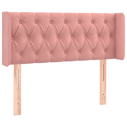 Cabeceira de cama c/ luzes LED veludo 103x16x78/88 cm rosa