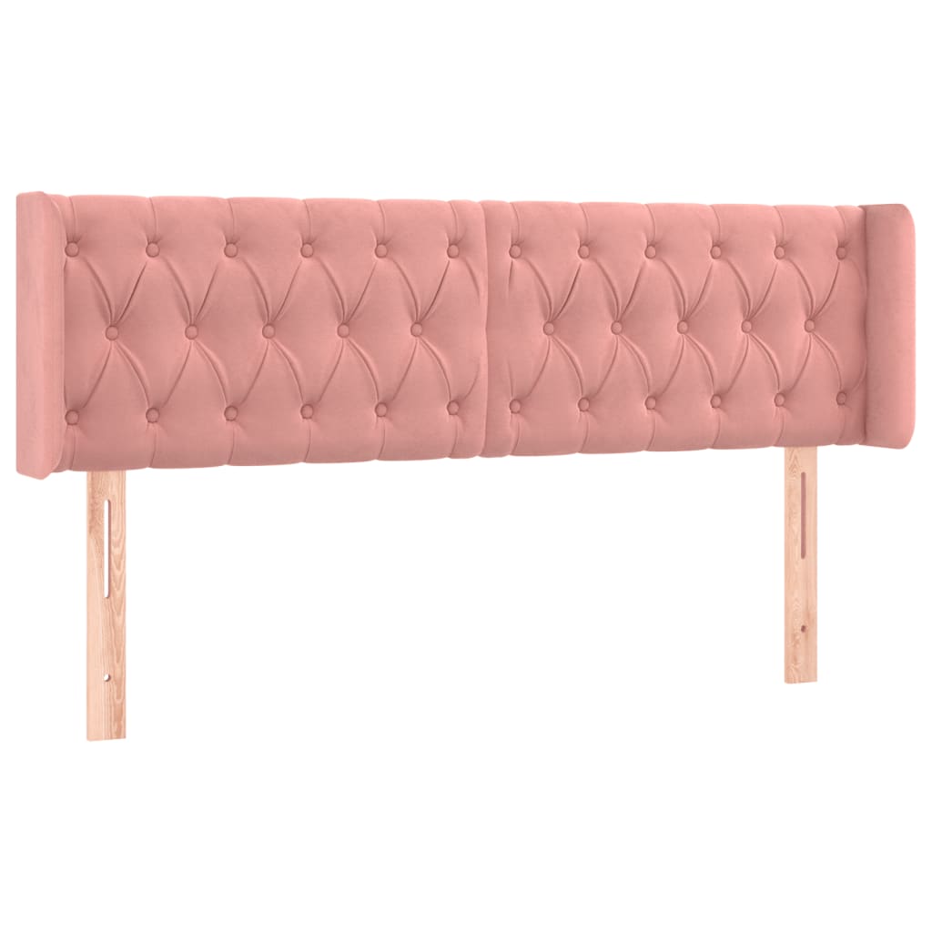 Cabeceira de cama c/ luzes LED veludo 147x16x78/88 cm rosa