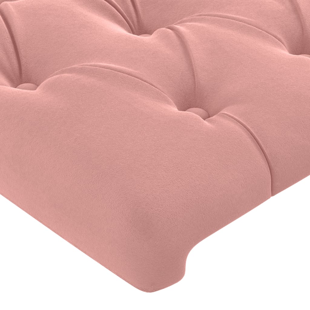 Cabeceira de cama c/ luzes LED veludo 147x16x78/88 cm rosa