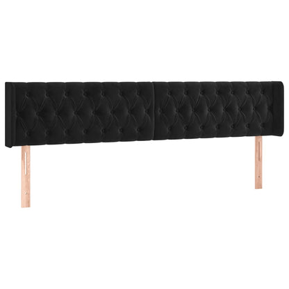 Cabeceira de cama c/ luzes LED veludo 183x16x78/88 cm preto