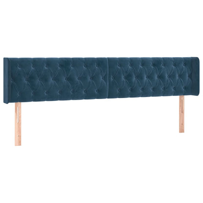 Cabeceira cama c/ luzes LED veludo 183x16x78/88 cm azul-escuro