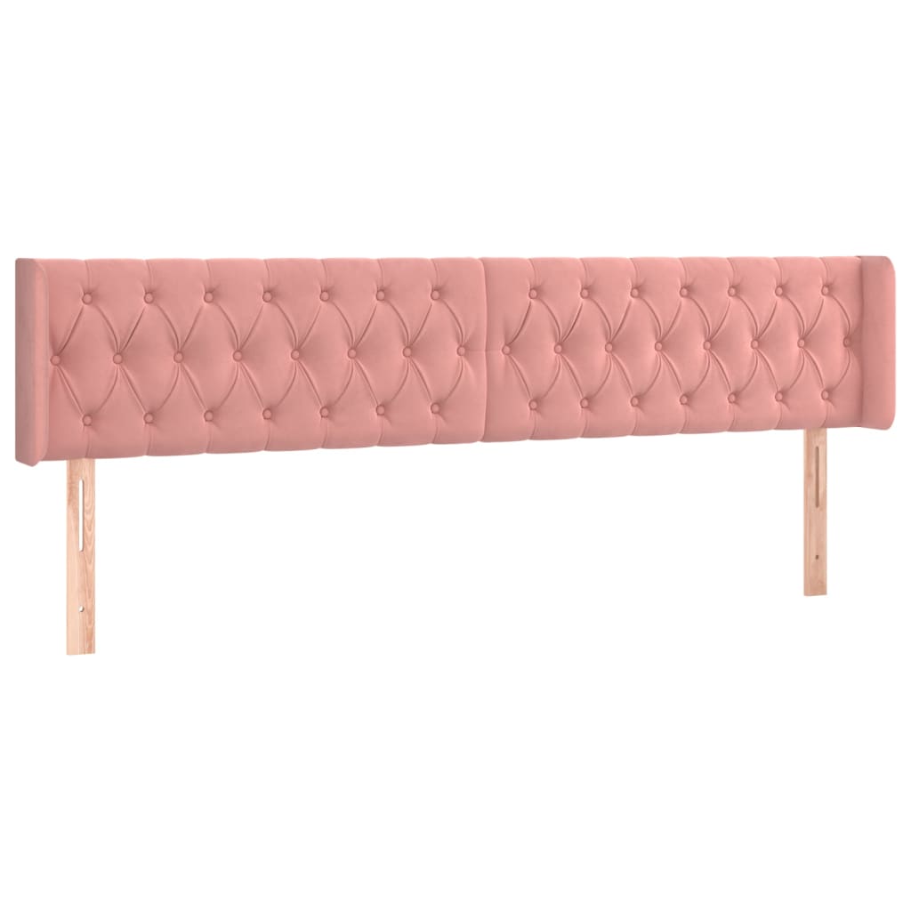 Cabeceira de cama c/ luzes LED veludo 183x16x78/88 cm rosa