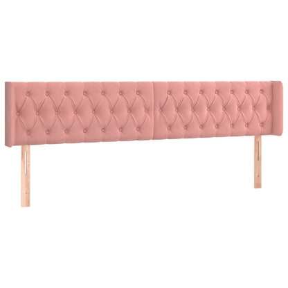 Cabeceira de cama c/ luzes LED veludo 203x16x78/88 cm rosa