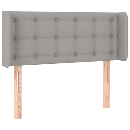 Cabeceira de cama c/ luzes LED tecido 83x16x78/88cm cinza-claro