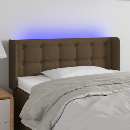 Cabeceira de cama c/ luzes LED tecido 83x16x78/88 cm castanho