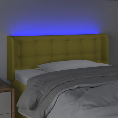 Cabeceira de cama c/ luzes LED tecido 93x16x78/88 cm verde