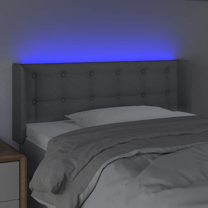 Cabeceira cama c/ luzes LED tecido 103x16x78/88 cm cinza-claro