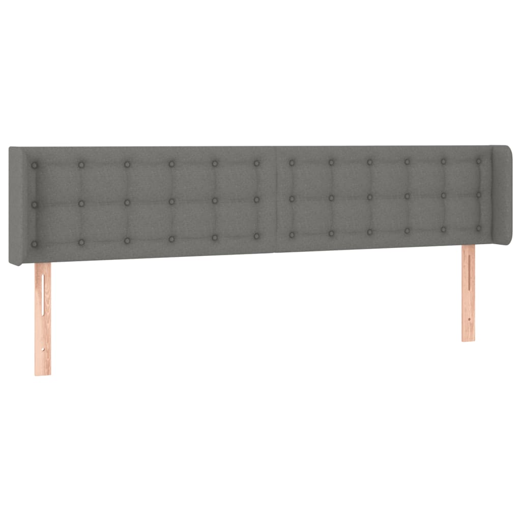 Cabeceira cama c/ luzes LED tecido 163x16x78/88cm cinza-escuro