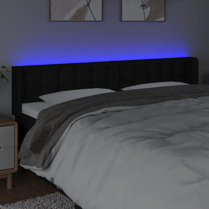 Cabeceira de cama c/ luzes LED tecido 203x16x78/88 cm preto