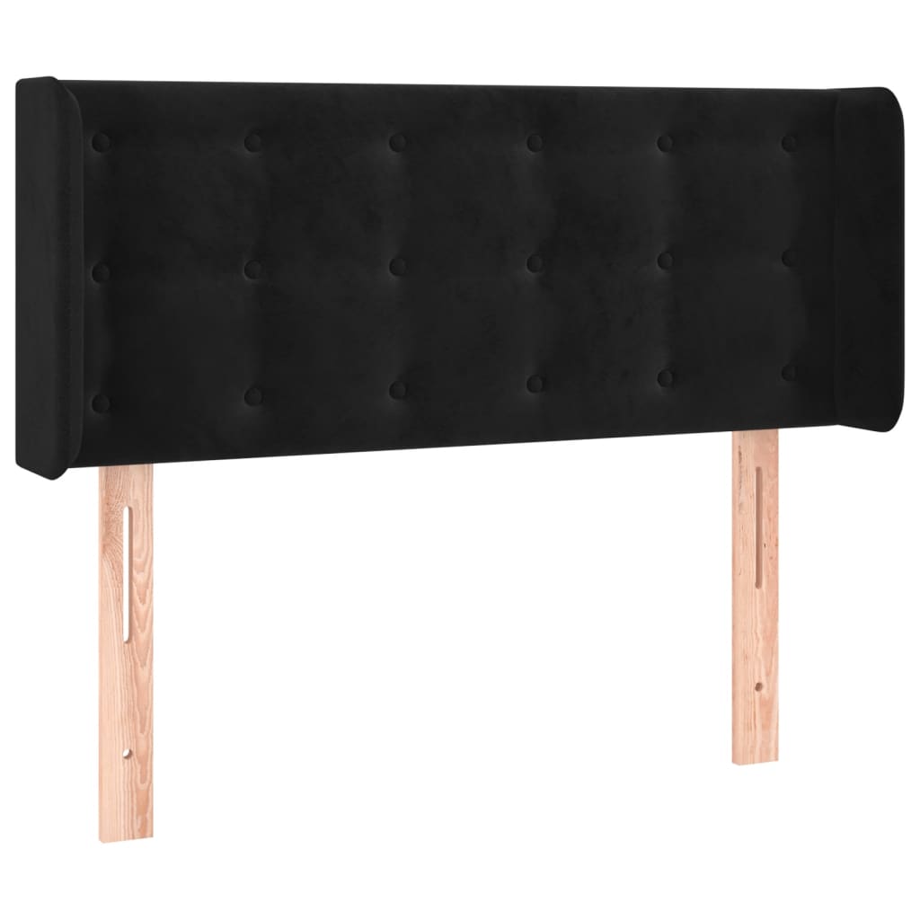 Cabeceira de cama c/ luzes LED veludo 83x16x78/88 cm preto