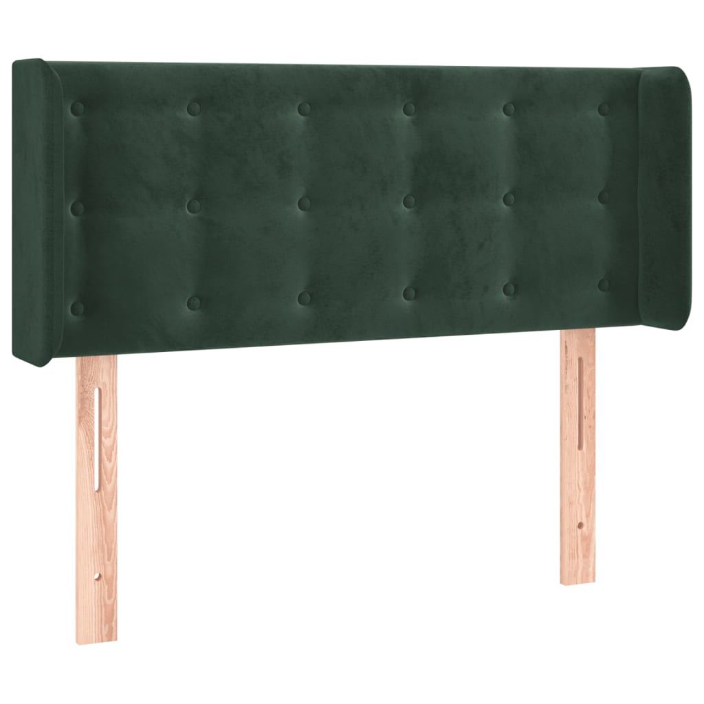 Cabeceira cama c/ luzes LED veludo 83x16x78/88 cm verde-escuro