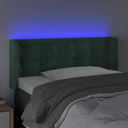 Cabeceira cama c/ luzes LED veludo 83x16x78/88 cm verde-escuro