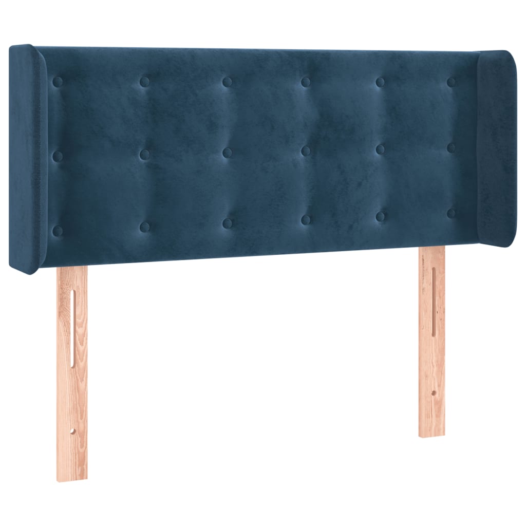 Cabeceira de cama c/ luzes LED veludo 83x16x78/88cm azul-escuro