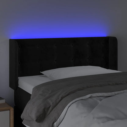 Cabeceira de cama c/ luzes LED veludo 93x16x78/88 cm preto