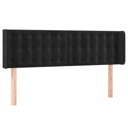 Cabeceira de cama c/ luzes LED veludo 147x16x78/88 cm preto