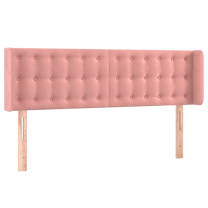 Cabeceira de cama c/ luzes LED veludo 147x16x78/88 cm rosa