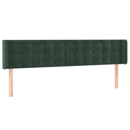 Cabeceira cama c/ luzes LED veludo 163x16x78/88 cm verde-escuro