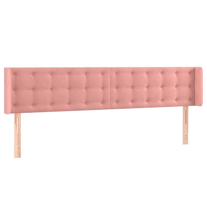 Cabeceira de cama c/ luzes LED veludo 163x16x78/88 cm rosa