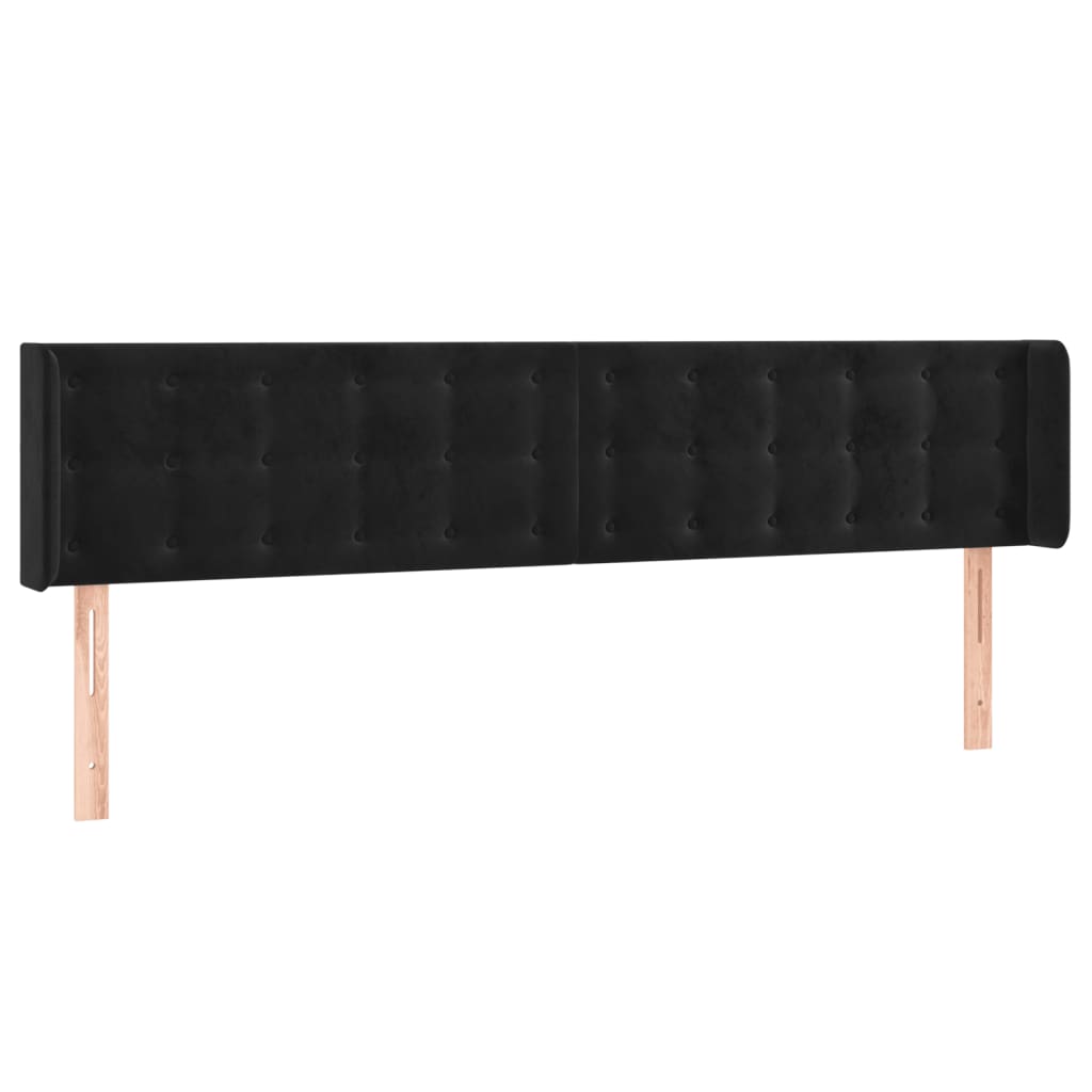 Cabeceira de cama c/ luzes LED veludo 183x16x78/88 cm preto