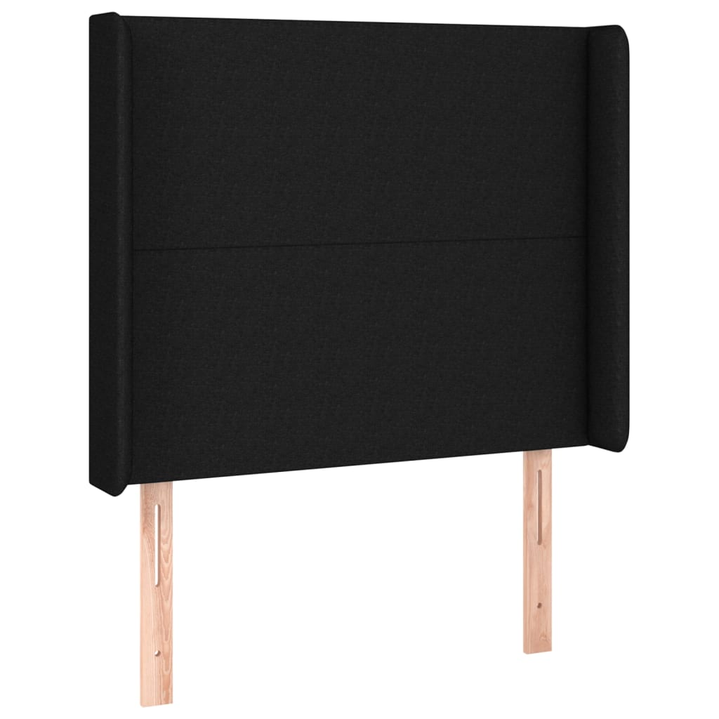 Cabeceira de cama c/ luzes LED tecido 83x16x118/128 cm preto