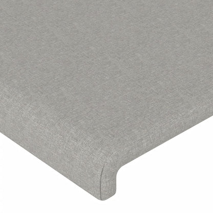 Cabeceira cama c/ luzes LED tecido 103x16x118/128cm cinza-claro