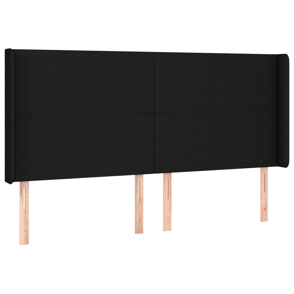 Cabeceira de cama c/ luzes LED tecido 163x16x118/128 cm preto