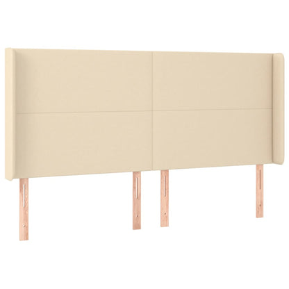 Cabeceira cama c/ luzes LED tecido 163x16x118/128 cm cor creme