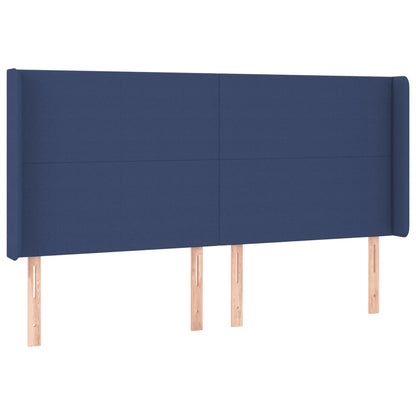 Cabeceira de cama c/ luzes LED tecido 163x16x118/128 cm azul