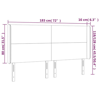 Cabeceira cama c/ LED tecido 183x16x118/128cm cinza-acastanhado