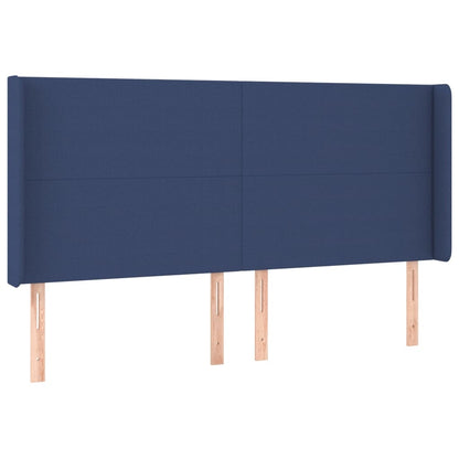 Cabeceira de cama c/ luzes LED tecido 183x16x118/128 cm azul