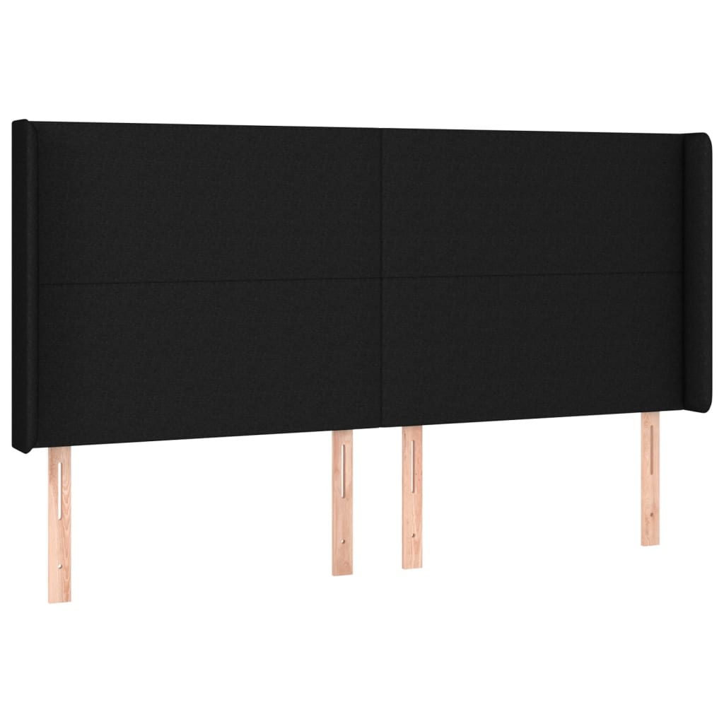 Cabeceira de cama c/ luzes LED tecido 203x16x118/128 cm preto