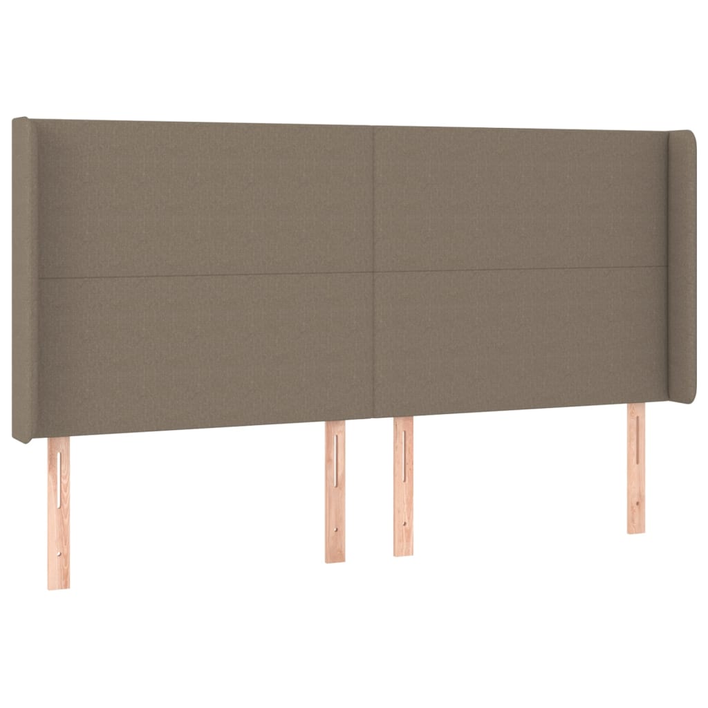 Cabeceira cama c/ LED tecido 203x16x118/128cm cinza-acastanhado