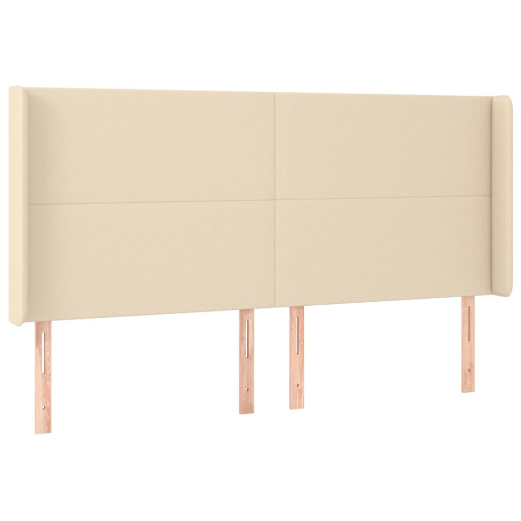 Cabeceira cama c/ luzes LED tecido 203x16x118/128 cm cor creme