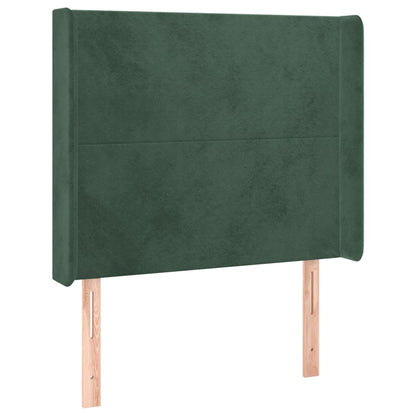 Cabeceira cama c/ luzes LED veludo 83x16x118/128cm verde-escuro