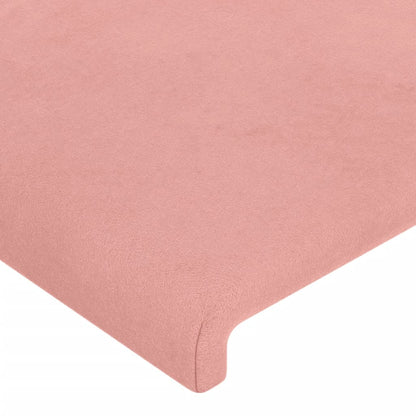 Cabeceira de cama c/ luzes LED veludo 93x16x118/128 cm rosa