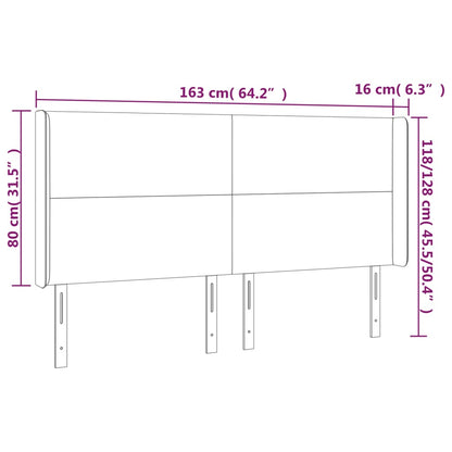 Cabeceira de cama c/ LED veludo 163x16x118/128 cm cinza-escuro