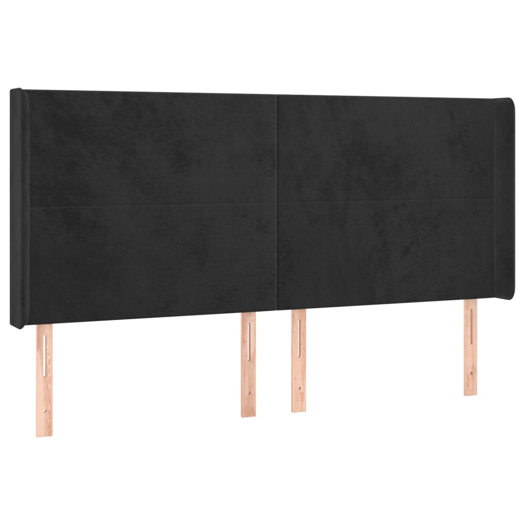 Cabeceira de cama c/ luzes LED veludo 163x16x118/128 cm preto