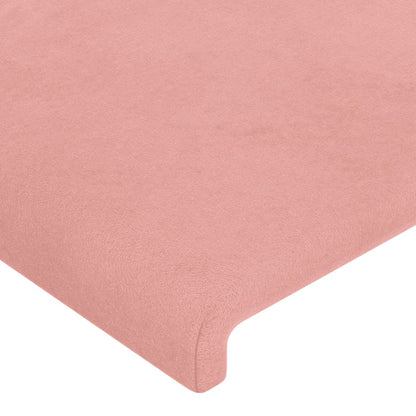 Cabeceira de cama c/ luzes LED veludo 183x16x118/128 cm rosa