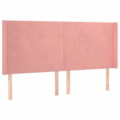 Cabeceira de cama c/ luzes LED veludo 203x16x118/128 cm rosa