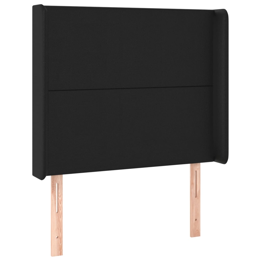 Cabeceira de cama c/ LED couro artificial 83x16x118/128cm preto