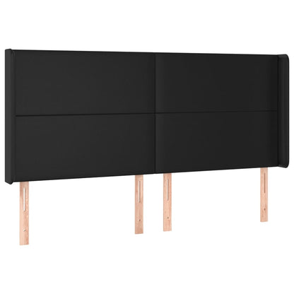 Cabeceira cama c/ LED couro artificial 163x16x118/128 cm preto