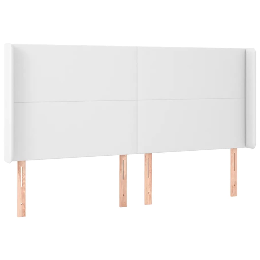 Cabeceira cama c/ LED couro artificial 163x16x118/128 cm branco