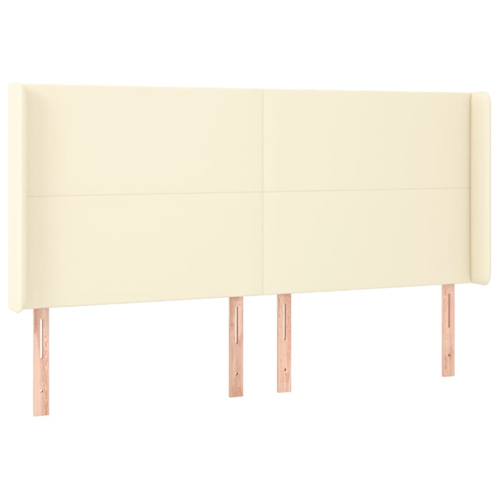 Cabeceira cama c/ LED 163x16x118/128 cm couro artificial crème