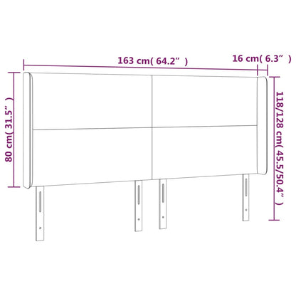 Cabeceira cama c/ LED 163x16x118/128 cm couro artificial crème