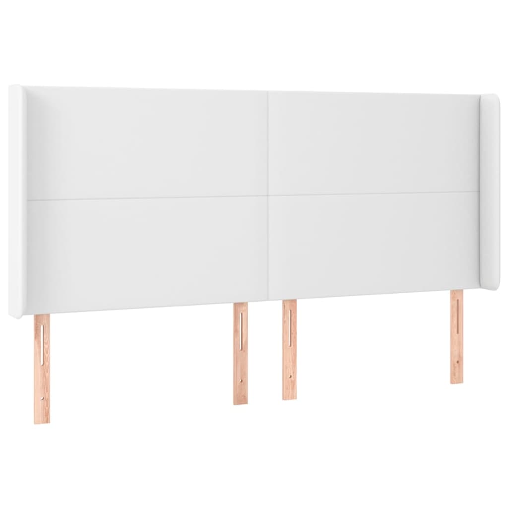 Cabeceira cama c/ LED couro artificial 183x16x118/128 cm branco