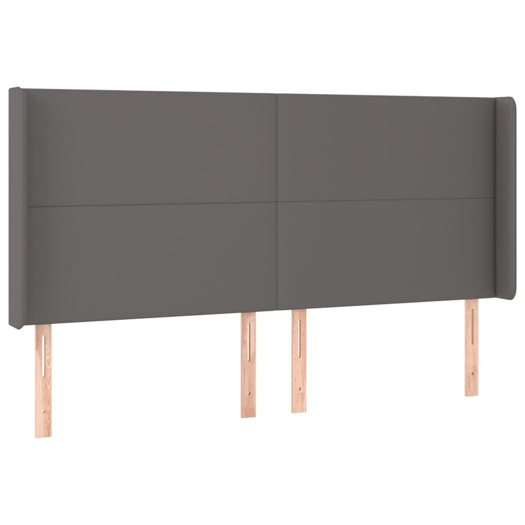 Cabeceira cama c/ LED couro artif. 203x16x118/128 cm cinzento