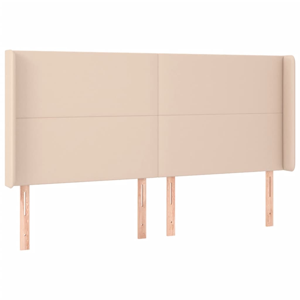 Cabeceira cama c/ LED couro artif. 203x16x118/128 cm cappuccino