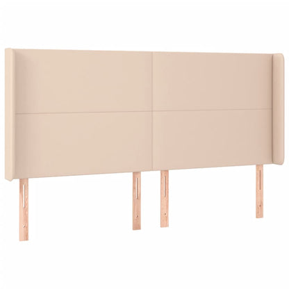 Cabeceira cama c/ LED couro artif. 203x16x118/128 cm cappuccino