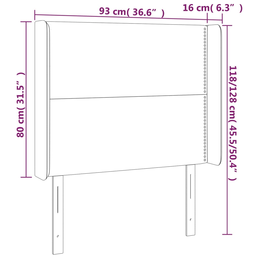 Cabeceira cama c/ LED tecido 93x16x118/128 cm cinza-acastanhado